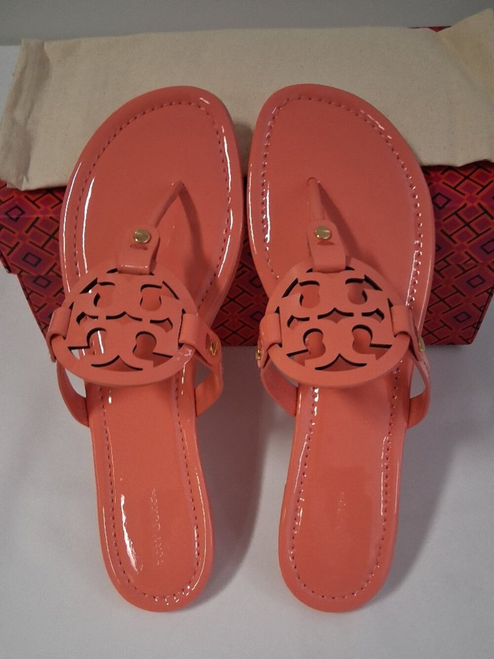 Tory Burch Women’s Miller Sandals – Coral Crush (Pink) 11 Brand New
